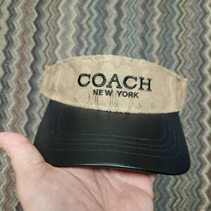 Coach Tan Signature Print Visor Cap